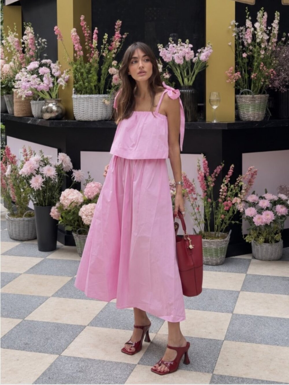 ZARA MIDI POPLIN DRESS WITH BOWS NWT